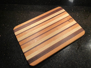 Medium Size Walnut, Hickory, and Oak Cutting Board