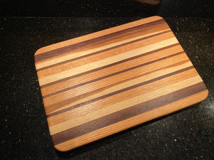 Medium Size Walnut, Hickory, and Oak Cutting Board